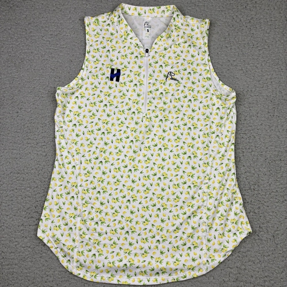 Rhoback Lemon Print Sleeveless Golf Polo Women's Small 1/4 Zip Performance